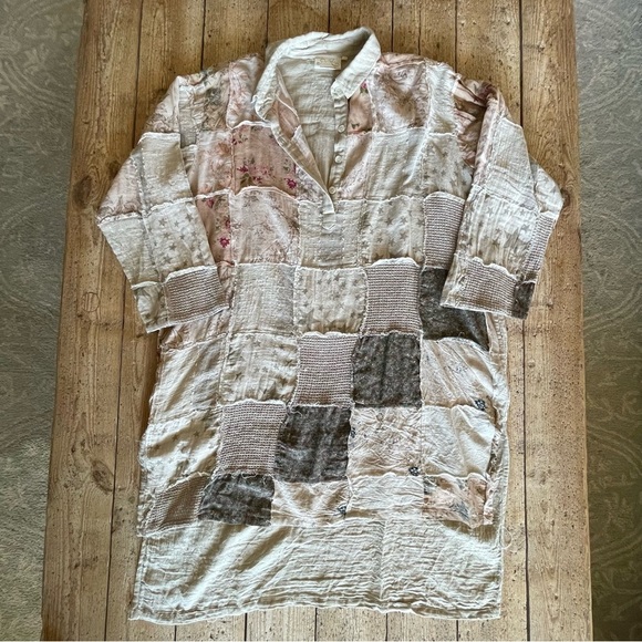 Paper Lace Chic Boho Oversized Linen Cotton Cottagecore Dress One Size - Picture 2 of 8